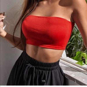 SHEIN SOLID RED CROP TUBE TOP